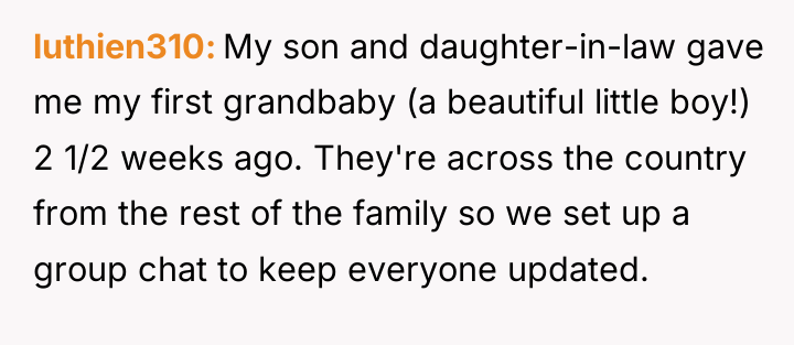 luthien310 My son and daughter-in-law gave me my first grandbaby...