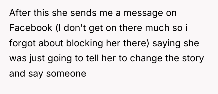 After this she sends me a message on Facebook (I...