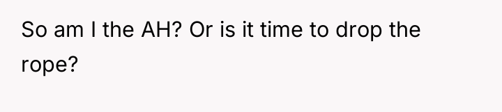 So am I the AH? Or is it time to...