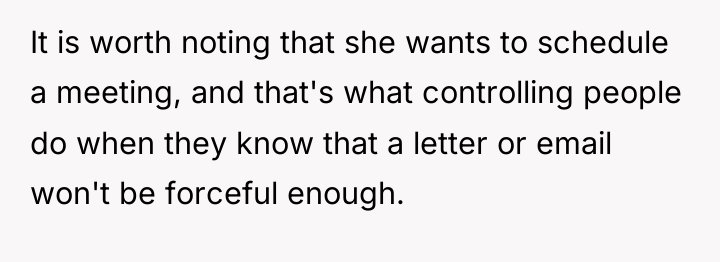 It is worth noting that she wants to schedule a...