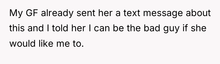 My GF already sent her a text message about this...