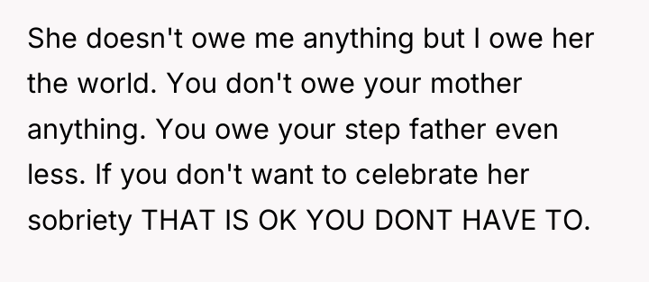 She doesn't owe me anything but I owe her the...