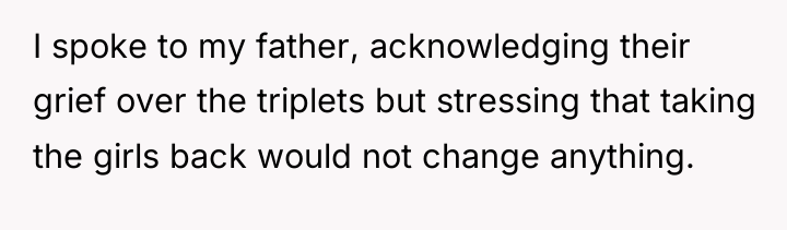 I spoke to my father, acknowledging their grief over the...