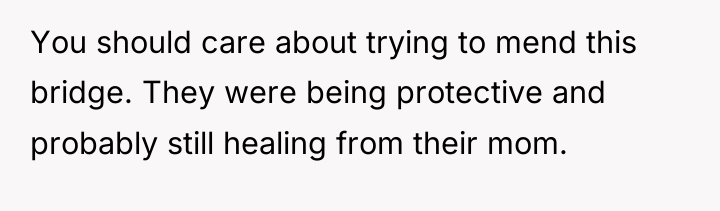 You should care about trying to mend this bridge. They...