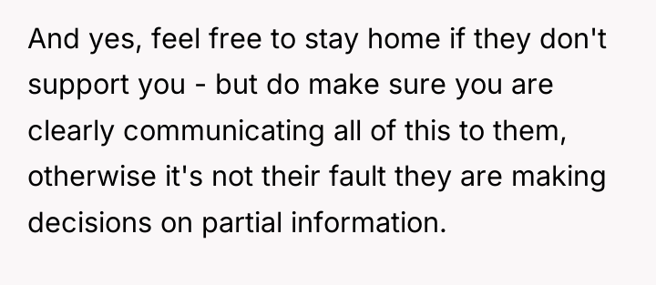 And yes, feel free to stay home if they don't...