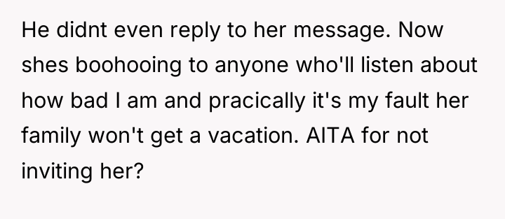 He didnt even reply to her message. Now shes boohooing...