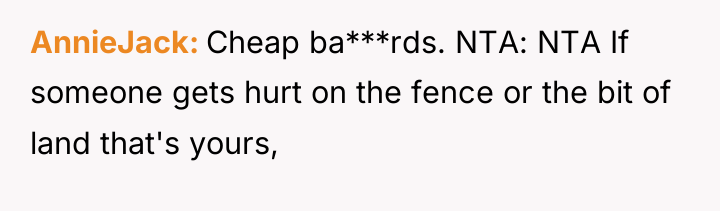 AnnieJack Cheap ba***rds. NTA: NTA If someone gets hurt on...