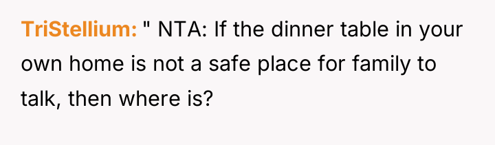 TriStellium " NTA: If the dinner table in your own...