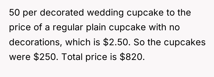 50 per decorated wedding cupcake to the price of a...