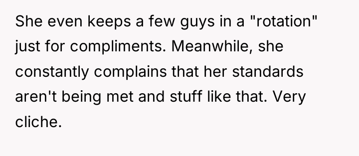 She even keeps a few guys in a "rotation" just...