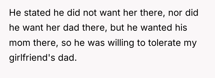 He stated he did not want her there, nor did...