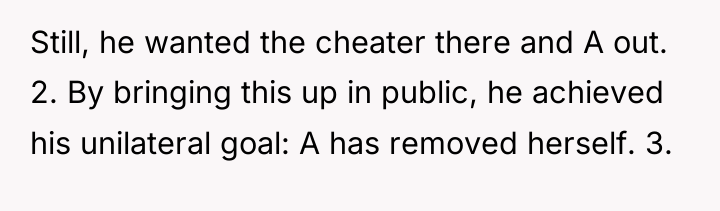 Still, he wanted the cheater there and A out. 2....