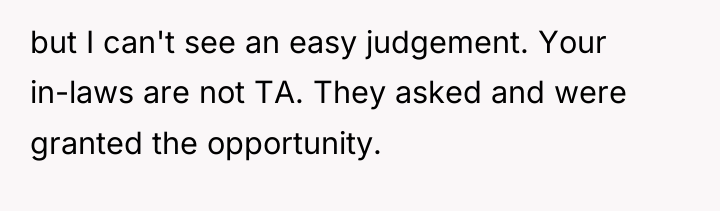 but I can't see an easy judgement. Your in-laws are...
