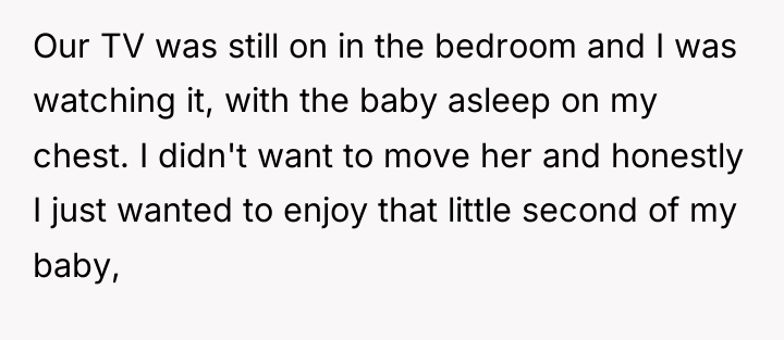 Our TV was still on in the bedroom and I...