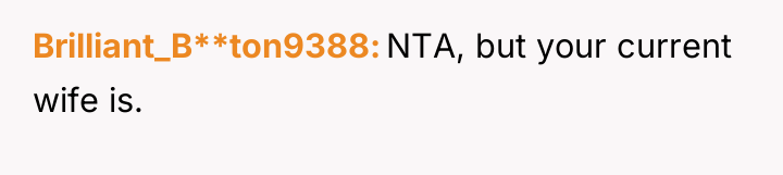 Brilliant_B**ton9388 NTA, but your current wife is.