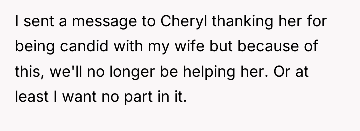 I sent a message to Cheryl thanking her for being...