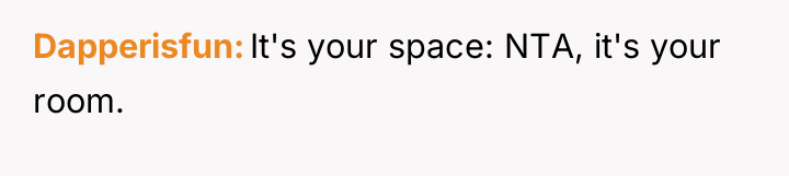 Dapperisfun It's your space: NTA, it's your room.