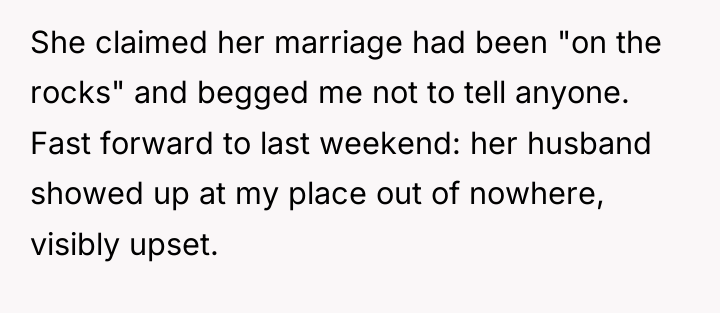 She claimed her marriage had been "on the rocks" and...