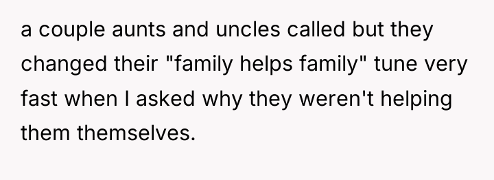 a couple aunts and uncles called but they changed their...