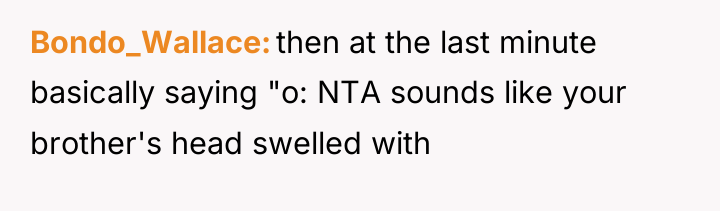 Bondo_Wallace then at the last minute basically saying "o: NTA...