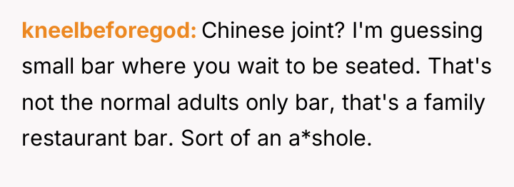 kneelbeforegod Chinese joint? I'm guessing small bar where you wait...