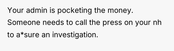 Your admin is pocketing the money. Someone needs to call...