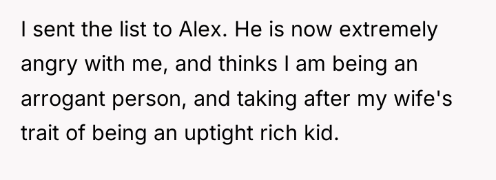 I sent the list to Alex. He is now extremely...