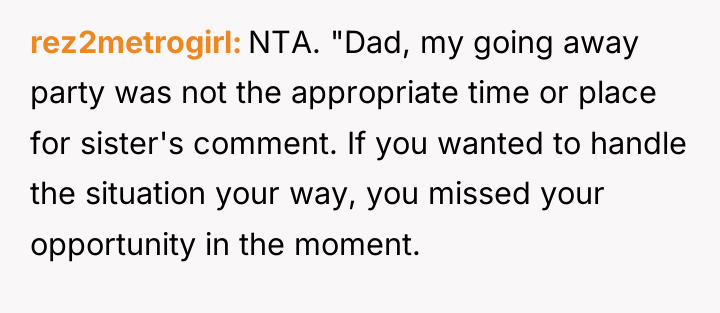 rez2metrogirl NTA. "Dad, my going away party was not the...