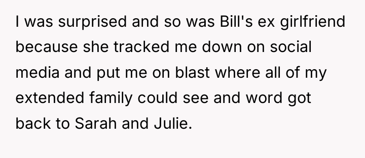 I was surprised and so was Bill's ex girlfriend because...