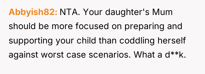 Abbyish82 NTA. Your daughter's Mum should be more focused on...