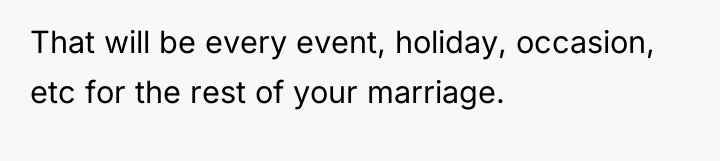 That will be every event, holiday, occasion, etc for the...