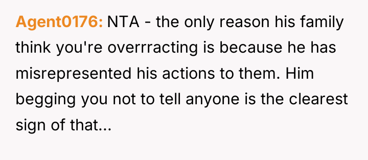 Agent0176 NTA - the only reason his family think you're...
