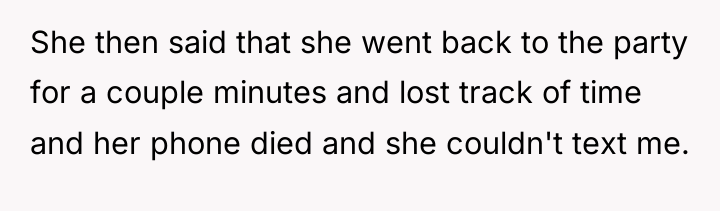 She then said that she went back to the party...