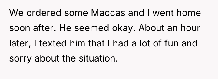 We ordered some Maccas and I went home soon after....
