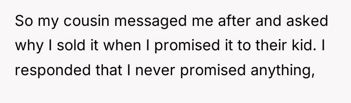 So my cousin messaged me after and asked why I...
