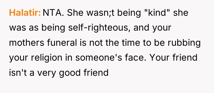 Halatir NTA. She wasn;t being "kind" she was as being...