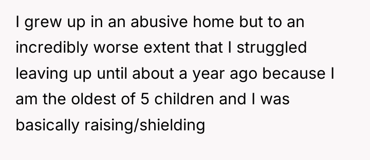 I grew up in an abusive home but to an...