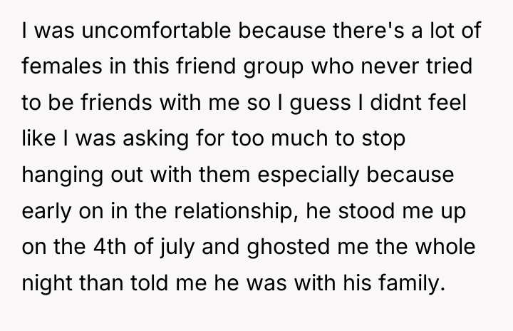 I was uncomfortable because there's a lot of females in...