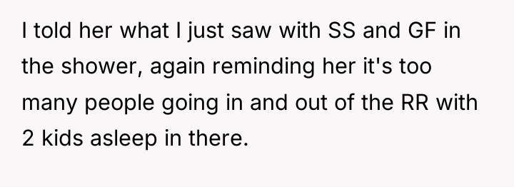 I told her what I just saw with SS and...