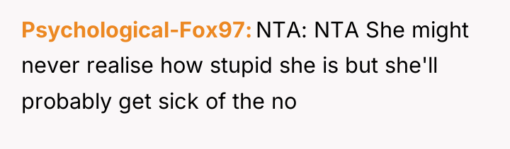 Psychological-Fox97 NTA: NTA She might never realise how stupid she...