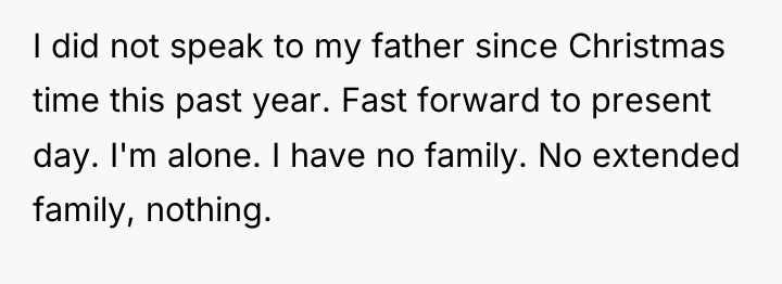 I did not speak to my father since Christmas time...