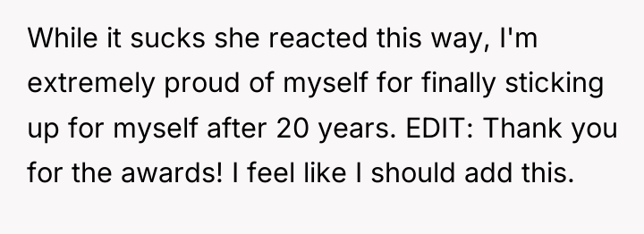 While it sucks she reacted this way, I'm extremely proud...