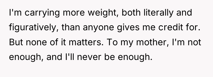 I'm carrying more weight, both literally and figuratively, than anyone...