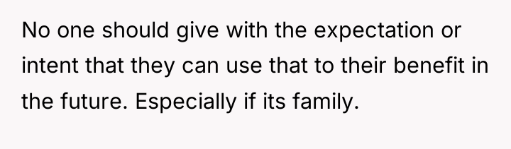No one should give with the expectation or intent that...