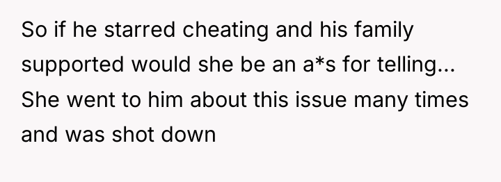 So if he starred cheating and his family supported would...
