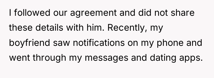 I followed our agreement and did not share these details...
