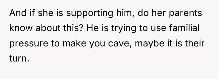 And if she is supporting him, do her parents know...