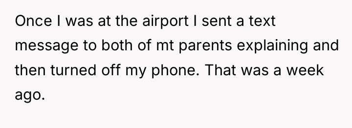 Once I was at the airport I sent a text...