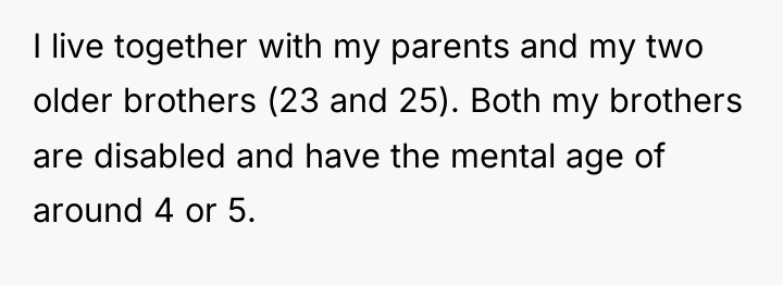 I live together with my parents and my two older...