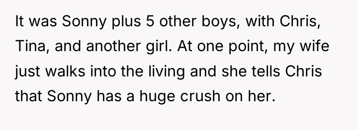 It was Sonny plus 5 other boys, with Chris, Tina,...